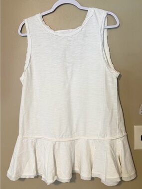 Free People Cream Ruffle Hem Tank Top